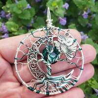 Emerald Owl Tree of Life Pendant / Owl Jewelry