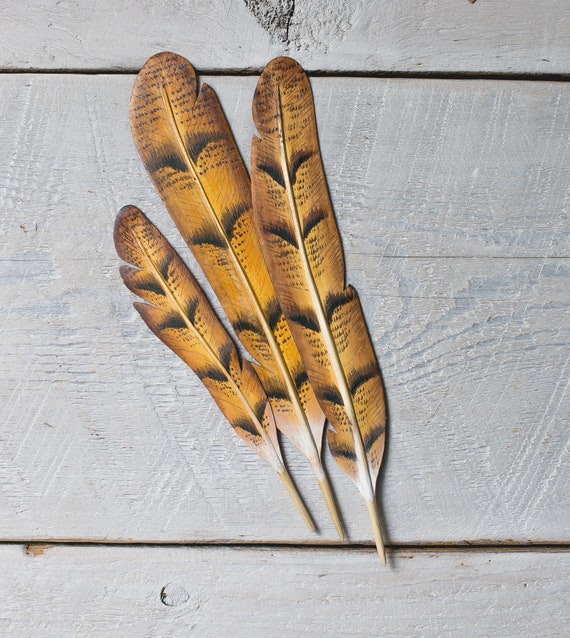 Barn Owl- Hand Carved Wooden Feathers - 6.5"-9.5"L
