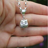 Solid silver owl charm bracelet