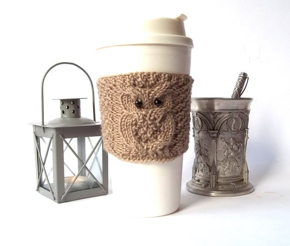 Owl Coffee Cup Cozy, Reusable and Eco Friendly Coffee Sleeve, Paper Coffee Cup Jacket, Travel Cup Cozy, Mug Warmer for Tea or Coffee.