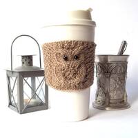 Owl Coffee Cup Cozy, Reusable and Eco Friendly Coffee Sleeve, Paper Coffee Cup Jacket, Trave...