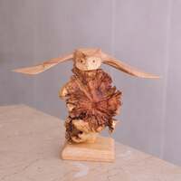 Flying Owl Sculpture, Wood Figurine