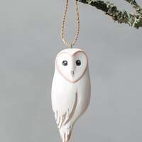 Owl Ornament - Hand Carved Wooden Birds