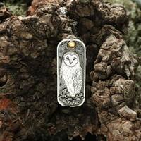 Barn Owl Pendant, Silver Owl Necklace