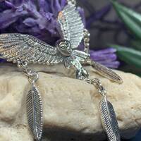 Owl Necklace, Bird Necklace, Feather Jewelry, Bird Lover Gift, Barn Owl Gift, Woodland Jewel...