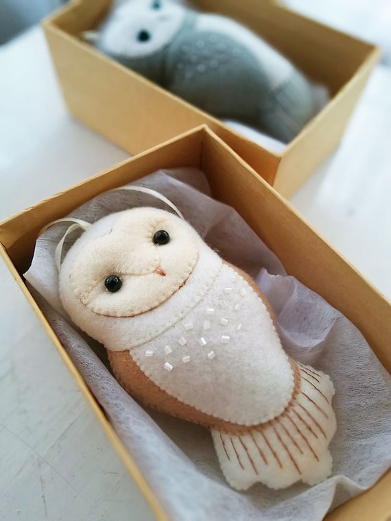 BEST SELLER Barn Owl Felt Hanging Toy for a Winter Season Decoration, Collectible Baby Nursery Decor, Made to Order