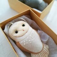 Barn Owl Felt Ornament for a Winter Holiday Themed Decoration, Collectible Baby Nursery Deco...