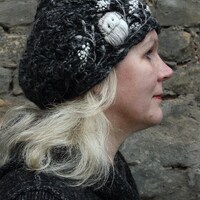 Hand knitted slouchy beanie with embroidery owl,dark gray and white,winter accessories,Chris...