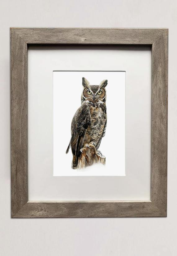 Great Horned Owl- 5x7 inch Print of Oil Painting