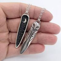Owl Necklace Sterling Silver Owl Pendant / Snowy Owl / Barn Owl / Gift for Night Owl / Moon ...
