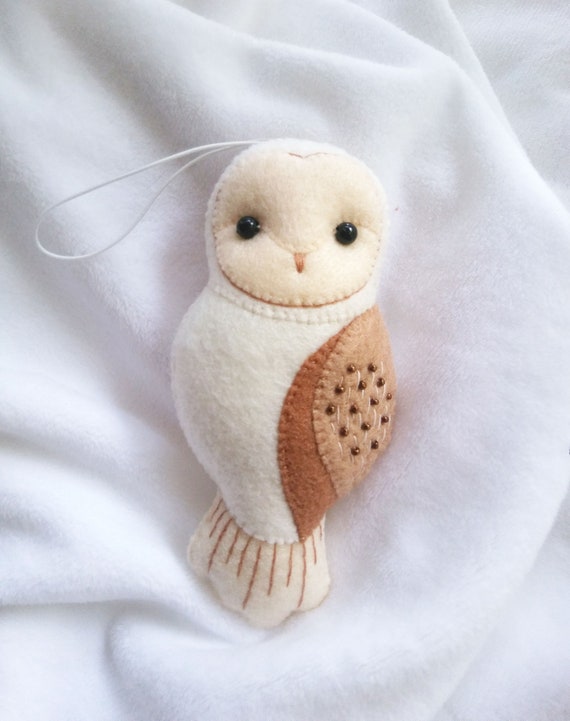 Barn Owl Felt Hanging Toy for Winter Season Decoration, Collectible Felt Animals, Baby Nursery Owl Decor