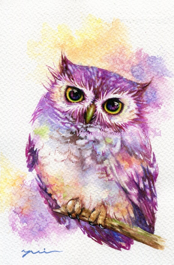 PRINT - Owl - Watercolor painting 7.5 x 11”
