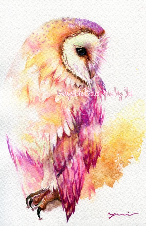 PRINT - Barn Owl - Watercolor painting 7.5 x 11”