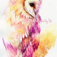 PRINT - Barn Owl - Watercolor painting 7.5 x 11”