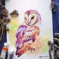 Bran owl - ORIGINAL watercolor painting 7.5x11 inches, Hand paint