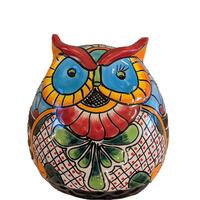 Owl Flower Pot, Ceramic Planter, Handmade Talavera Pottery, Garden Decor, Outdoor Decoration...