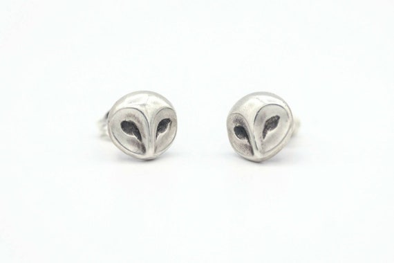 Owl Stud Earrings / Sterling Silver Owl Studs / Snowy Owl / Barn Owl / Gift for Night Owl / Small Earrings / Owl Queen / MoonChild