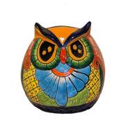 Owl Talavera Ceramic Planter, Colorful Owl Flower Pot