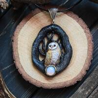 Barn Owl with Opalite Necklace