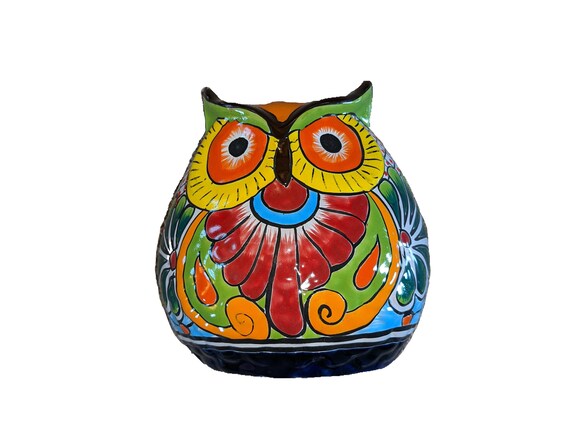 Owl Talavera Planter, Ceramic Owl Mexican Flower Pot