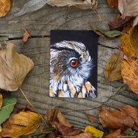 Eagle owl miniature art print,  ACEO print