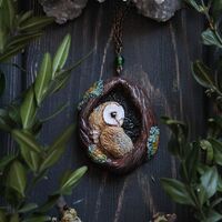 Barn Owl In a Hollow Necklace