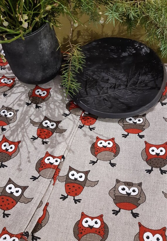 Owl Linen tea towels set