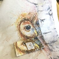 Tawny Owl Tea Towel, Wildlife Art Tea Towel, 100% Cotton, Homeware, Textiles, Watercolour, O...