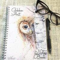 Tawny Owl Notebook, Notepad, A5 Size, Spiral bound, Wildlife Art Notebook, Pad, Jotter, Wate...