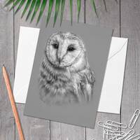 Barn Owl drawing A5 greeting card