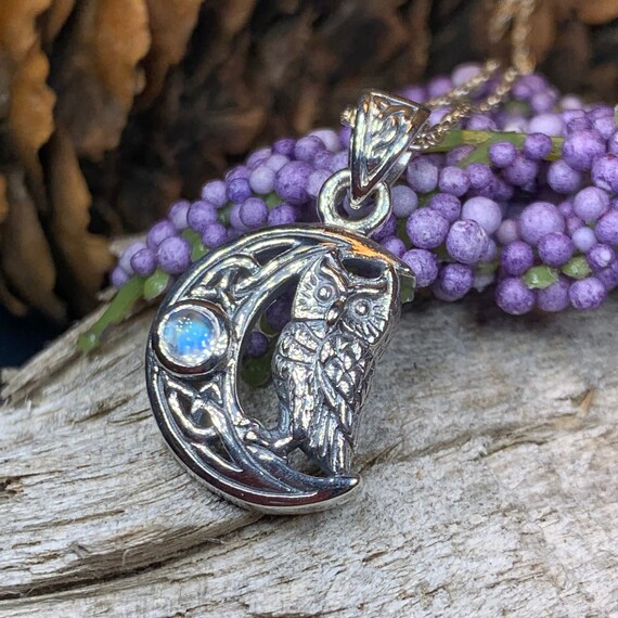 Owl Moonstone Necklace, Bird Pendant