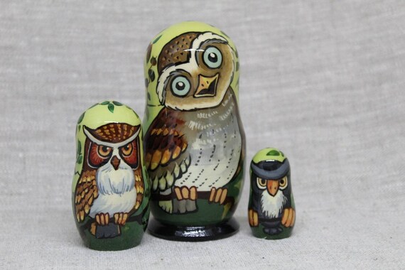 Owl family nesting doll set