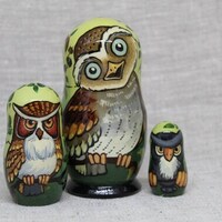 Owl family nesting doll set