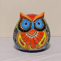 Ceramic Owl Mexican Flower Pot, Colorful Owl Gifts, Talvera Pottery, Indoor or Outdoor Owl D...