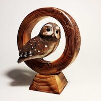 Tawny owl handmade wood sculpture, figurine