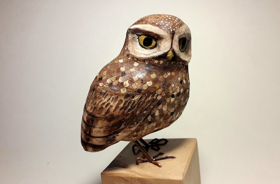 Hand carved wooden owl, gift for owl lovers, owl art collectible, gift for bird-lovers, owl home decorative sculpture