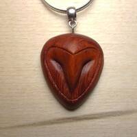 Wooden Barn Owl head necklace
