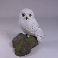 5 inch Snowy Owl Hand Carved Wooden Bird