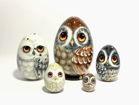 Owls Nesting Eggs wood set