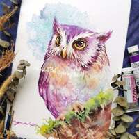 Owl - ORIGINAL watercolor painting 7.5x11 inches