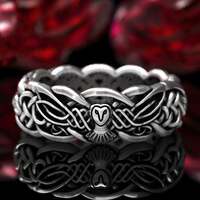 Celtic Infinity Knot Ring with Owl in Sterling Silver