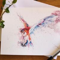 Watercolour Barn Owl Greetings Card