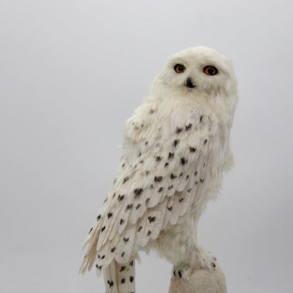 Snowy Owl Christmas tree topper. Needle felted Owl