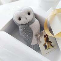 Gray Owl Felt Ornament for a Winter Holiday Themed Decoration, Collectible Baby Nursery Deco...