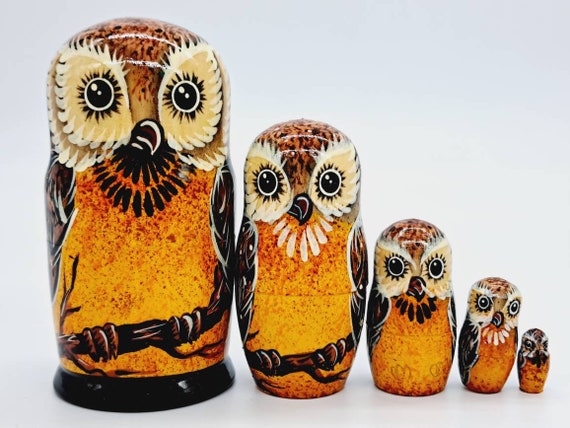 Owl nesting dolls matryoshka Russian doll set