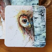 Tawny Owl Coaster, Melamine Placemat, Tableware, Watercolour Art Print, Kitchen Dining Home ...