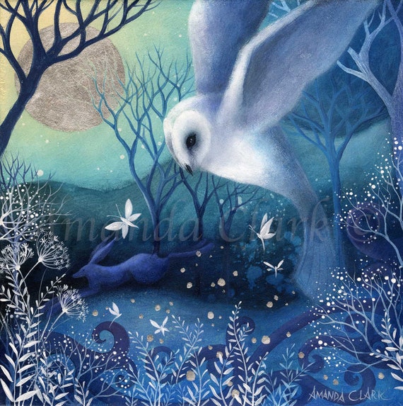 Limited edition Owl giclee print: Silver Light