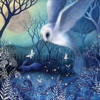 Limited edition giclee print titled "Silver Light" by Amanda Clark - owl art print...