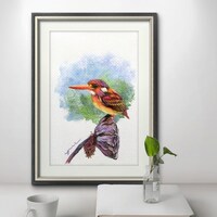 PRINT – Kingfisher Watercolor painting 7.5 x 11”from Hand paint, art, watercolou...