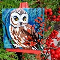 Saw whet owl- A one-of-a-kind painting of this magnificent bird by Ashley Wolff
